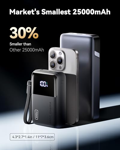 INIU 100W Power Bank for Laptop, 25000mAh High Capacity USB-C Charger, Smart Digital Display for iPhone 16, Samsung, iPa