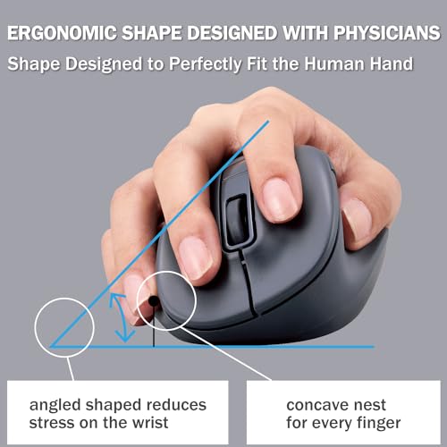 ELECOM Bluetooth Silent Click Ergonomic Mouse for Right Hand PC Mac Laptop 2000DPI 5 Buttons EX-G Lsize Black
| ELECOM