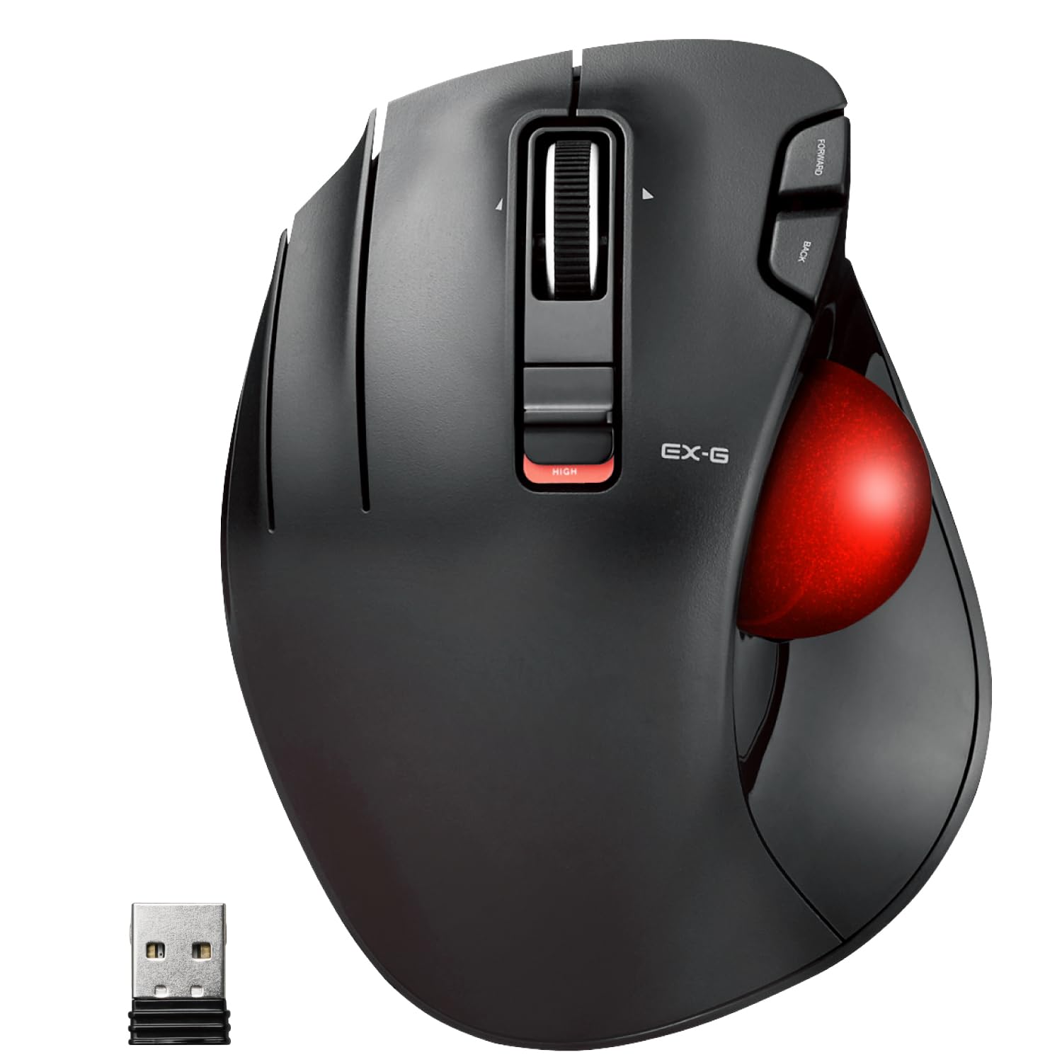 ELECOM EX-G Left Handed Trackball Mouse, Ergonomic Thumb Control, Lefties, Office Work, 6 Programmable Buttons, |4 GHz U