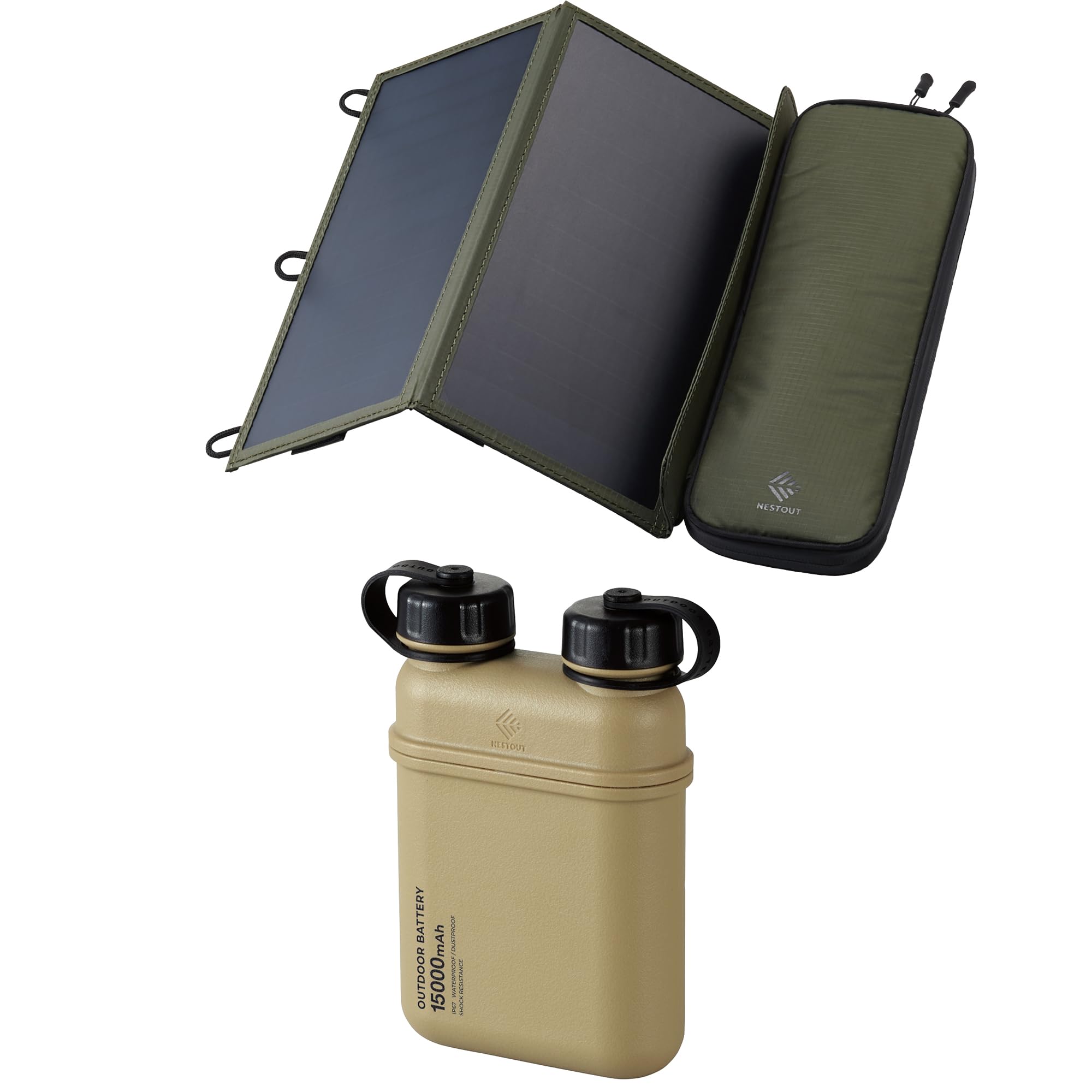 ELECOM NESTOUT 2-Panel Solar Panel Charger for Outdoor Enthusiasts + 15000mAh Power Bank
| ELECOM NESTOUT 2-Panel Solar