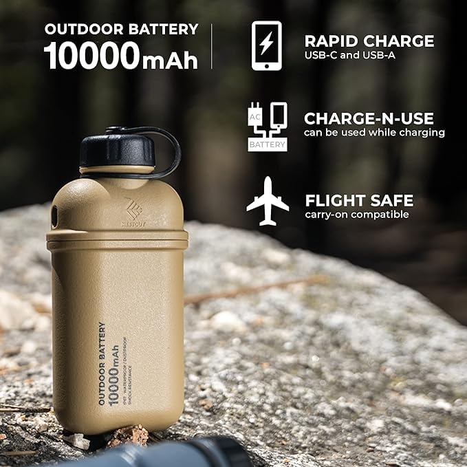 ELECOM NESTOUT 10000mAh 500mAh Outdoor Rugged Power Bank, 20W USB-C Fast Charging PD, Waterproof IP67 Beige  
ELECOM NES