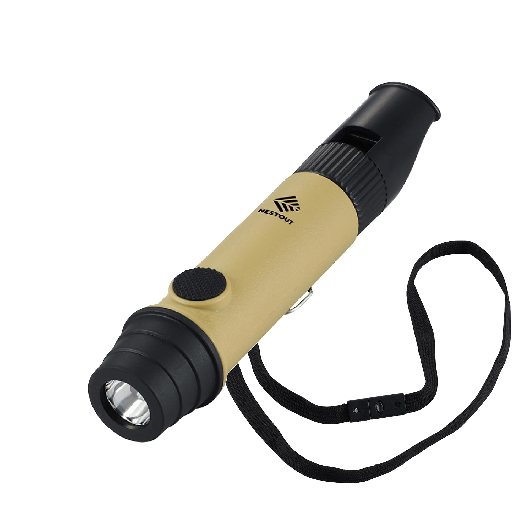 NESTOUT 3-in-1 Flashlight, Lantern & Whistle, Compact for Hiking, Camping & Emergency, Long Battery Life, Lanyard Includ